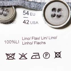 مملوكة مسبقًا جاكيت أرماني كوليزيوني كتان رصاصي بزرين مقاس كبير جدًا جدًا - إكس إكس لارج