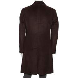 Armani Collezioni Dark Brown Wool Buttoned Long Coat M
