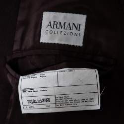 Armani Collezioni Dark Brown Wool Buttoned Long Coat M