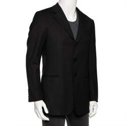 Armani Collezioni Charcoal Grey Wool Single Breasted Blazer L