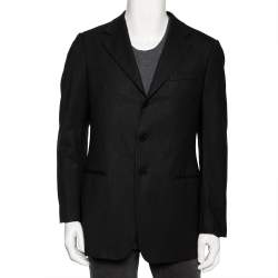 Armani Collezioni Charcoal Grey Wool Single Breasted Blazer L