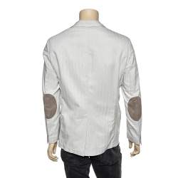 Pre Owned جاكيت بليزر أرماني كوليزيوني قطن جاكار بيج  بأزرار أمامية مقاس كبير جدًا جدًا - إكس إكس لارج