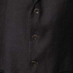 Pre Owned جاكيت بليزر أرماني كوليزوني كشمير وصوف رصاصي داكن أزرار أمامية مقاس كبير جداً (اكس لارج)