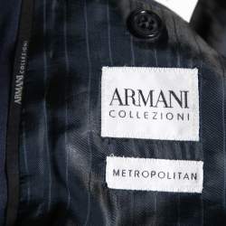 Pre Owned Armani Collezioni Navy Blue Wool Single Breasted Metropolitan Suit L