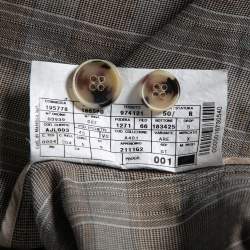 Pre Owned Armani Collezioni Beige Checkered Cotton Single Breasted Blazer L