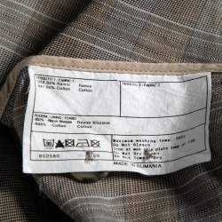 Pre Owned Armani Collezioni Beige Checkered Cotton Single Breasted Blazer L