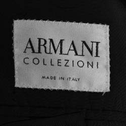 مملوكة مسبقًا جاكيت بليزر أرماني كوليزوني صوف كاروهات رصاصي صدرية واحدة مقاس كبير جداً (اكس لارج)