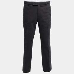 Pre Owned Armani Collezioni Black Cotton Tapered Pants XXL