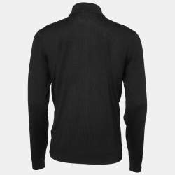 Pre Owned Armani Collezioni Black Knit Zip Front Long Sleeve Jacket XL