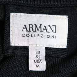 Pre Owned Armani Collezioni Black Knit Zip Front Long Sleeve Jacket XL