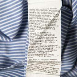 Pre Owned Armani Collezioni Blue Striped Cotton Long-Sleeve Button Front Shirt XL