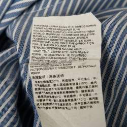 Pre Owned Armani Collezioni Blue Striped Cotton Long-Sleeve Button Front Shirt XL