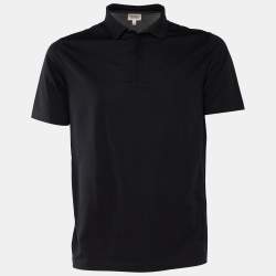 Pre Owned Armani Collezioni Black Cotton Knit Polo T-Shirt L