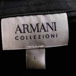 Pre Owned Armani Collezioni Black Cotton Knit Polo T-Shirt L