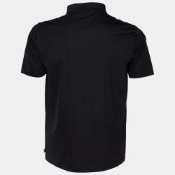 Pre Owned Armani Collezioni Black Cotton Knit Polo T-Shirt L