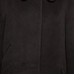 Pre Owned Armani Collezioni Vintage Dark Brown Angora Wool Collared Coat M