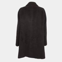 Pre Owned Armani Collezioni Vintage Dark Brown Angora Wool Collared Coat M