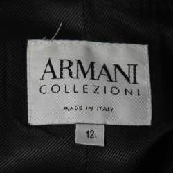 Pre Owned Armani Collezioni Vintage Dark Brown Angora Wool Collared Coat M