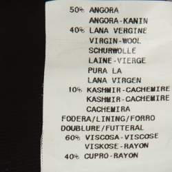 Pre Owned Armani Collezioni Vintage Dark Brown Angora Wool Collared Coat M