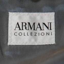 Pre Owned Armani Collezioni Beige Wool & Linen Herringbone Blazer L