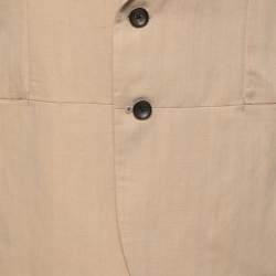 Pre Owned Armani Collezioni Beige Wool & Linen Herringbone Blazer L