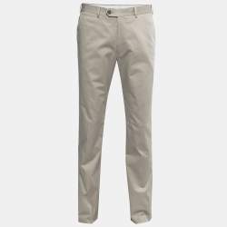 Pre Owned Armani Collezioni Light Grey Cotton Trousers L