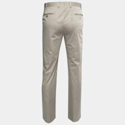 Pre Owned Armani Collezioni Light Grey Cotton Trousers L