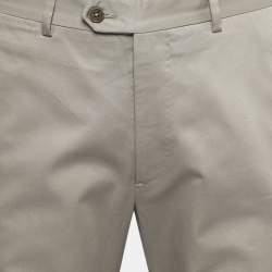 Pre Owned Armani Collezioni Light Grey Cotton Trousers L