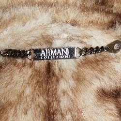 Pre Owned Armani Collezioni Black Faux Fur Contrast Detail Jacket M