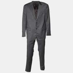 Pre Owned Armani Collezioni Grey Wool G-Line Suit XXL