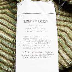 Pre Owned Armani Collezioni Green  Patterned Cotton Knit V-Neck Sweater 3XL