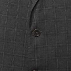 Pre Owned Armani Collezioni Grey Checked Wool Single Breasted Blazer XXL