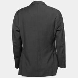 Pre Owned Armani Collezioni Charcoal Grey Wool Single-Breasted Blazer XL