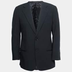 Pre Owned Armani Collezioni Black Wool Single-Breasted Blazer L