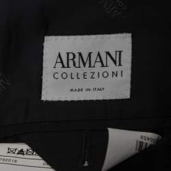 Pre Owned Armani Collezioni Black Textured Wool Single-Breasted Blazer XL