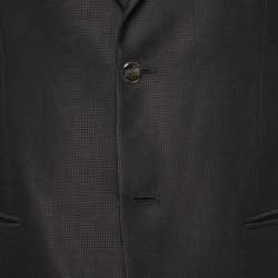 Pre Owned Armani Collezioni Black Textured Wool Single-Breasted Blazer XL