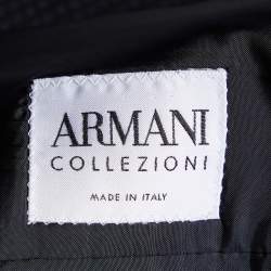 Pre Owned Armani Collezioni Navy Blue Patterned Wool Blazer XL