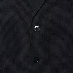 Pre Owned Armani Collezioni Navy Blue Patterned Wool Blazer XL