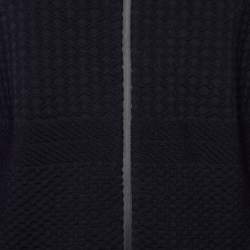 Pre Owned Armani Collezioni Navy Blue textured Wool Knit Jacket XL