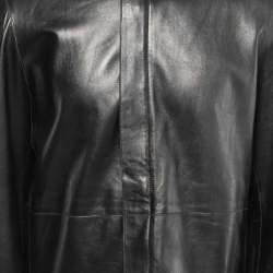 Pre Owned Armani Collezioni Black Leather Zip Front Jacket L