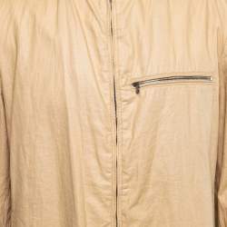 Pre Owned Armani Collezioni Beige Linen Zip Front Coat XXL