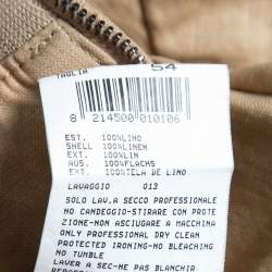 Pre Owned Armani Collezioni Beige Linen Zip Front Coat XXL