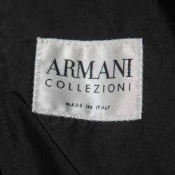 Pre Owned Armani Collezioni Black Textured Cotton Zip Front Jacket L