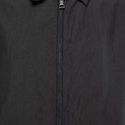 Pre Owned Armani Collezioni Black Textured Cotton Zip Front Jacket L