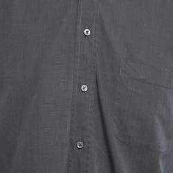 Pre Owned Armani Collezioni Grey Cotton Button Front Full Sleeve Shirt L