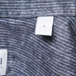 Pre Owned Armani Collezioni Grey Striped Cotton Button Front Full Sleeve Shirt S