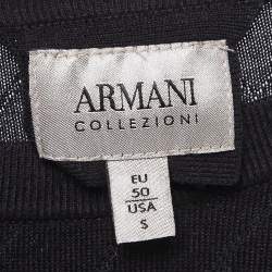 Pre Owned Armani Collezioni Navy Blue Knit Crew Neck Sweater S