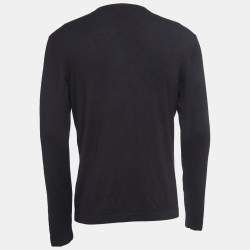 Pre Owned Armani Collezioni Navy Blue Knit Crew Neck Sweater S