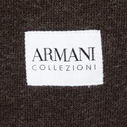 Pre Owned Armani Collezioni Grey Patterned Wool Single Breasted Jacket 4XL