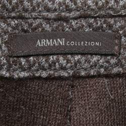Pre Owned Armani Collezioni Grey Patterned Wool Single Breasted Jacket 4XL